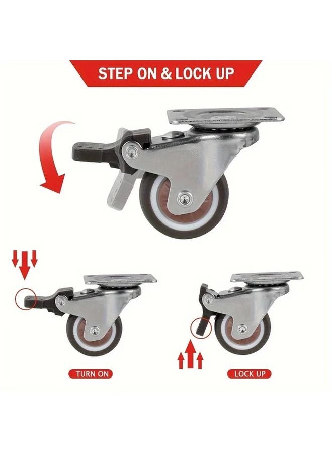4pcs Heavy Duty Swivel Caster Wheels Silent Rotatable Lockable For Furniture Equipment - Image 5