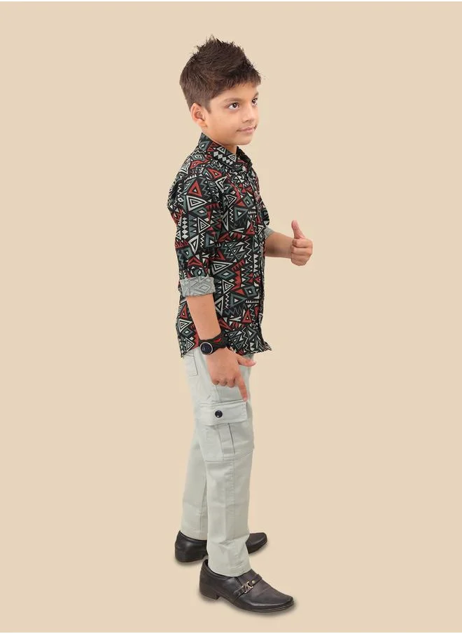 تي اس تريندس Ts Trends All-Over Print Long Sleeve Shirt and Pants Set