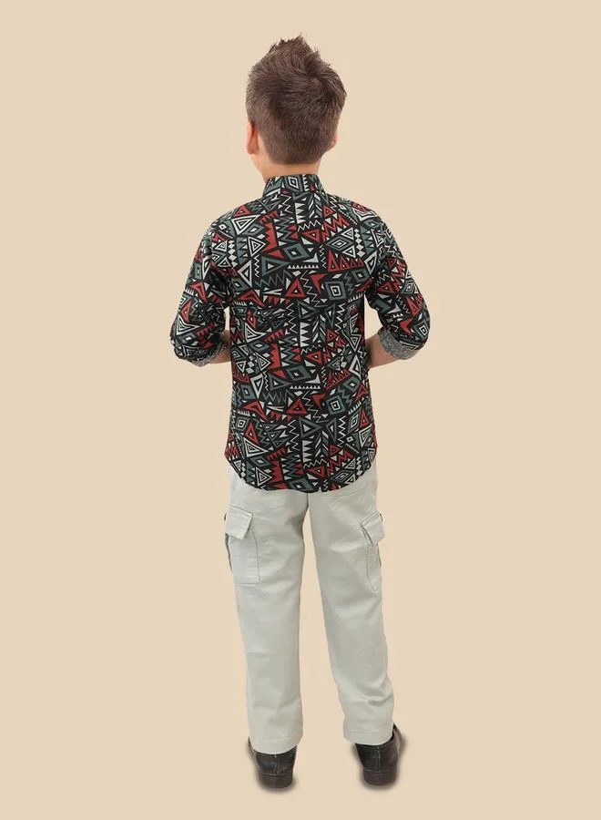 Ts Trends Ts Trends All-Over Print Long Sleeve Shirt and Pants Set