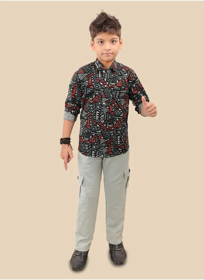 تي اس تريندس Ts Trends All-Over Print Long Sleeve Shirt and Pants Set