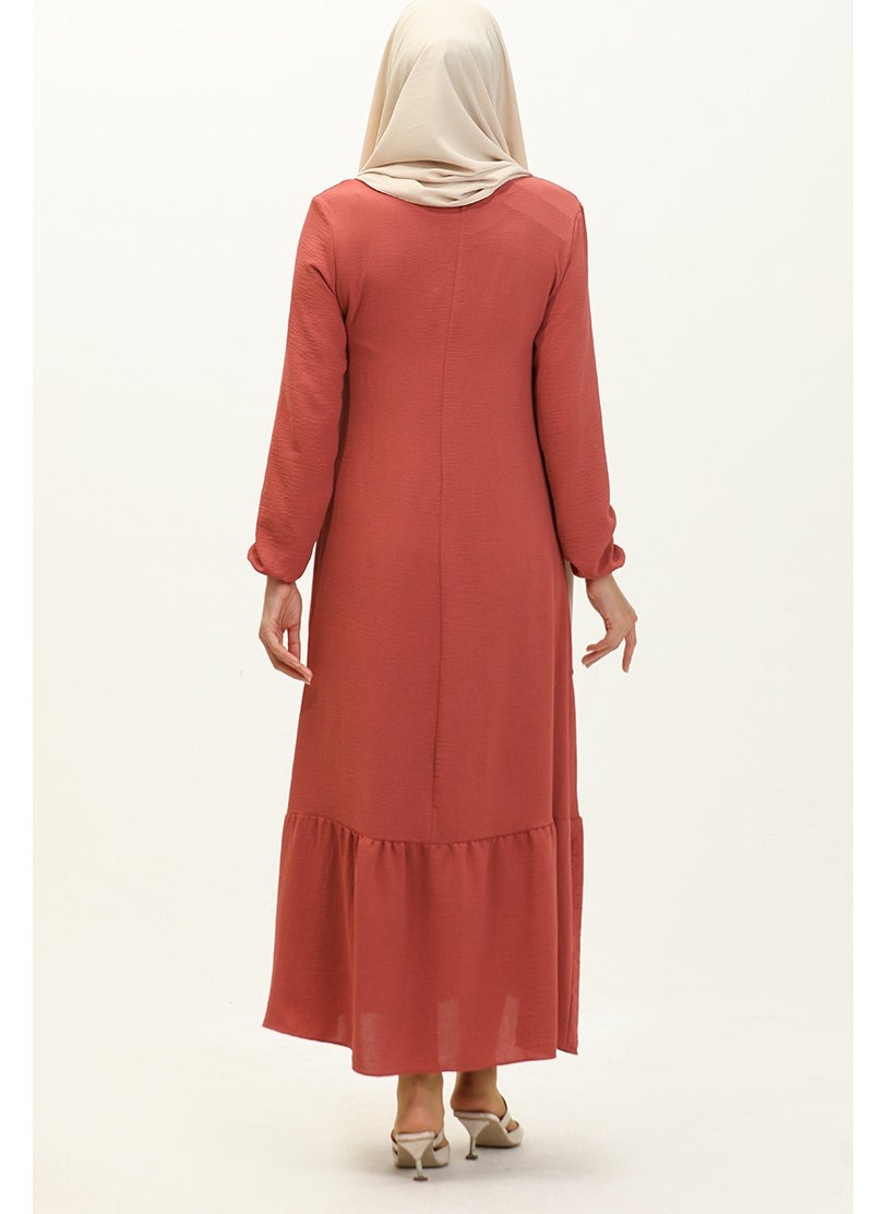 Sefa Merve - Aerobin Fabric Pleated Dress 6595-03 Dusty Rose - Image 1