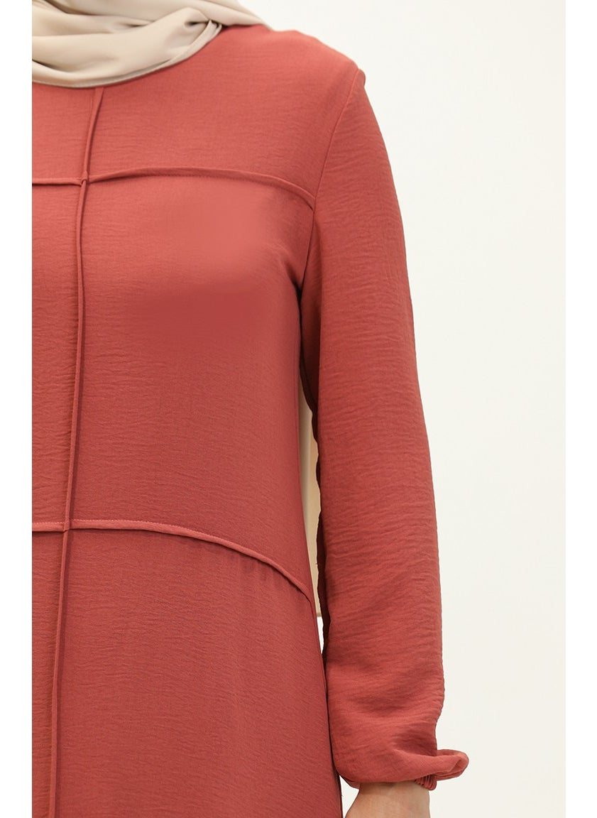 Sefa Merve - Aerobin Fabric Pleated Dress 6595-03 Dusty Rose - Image 1