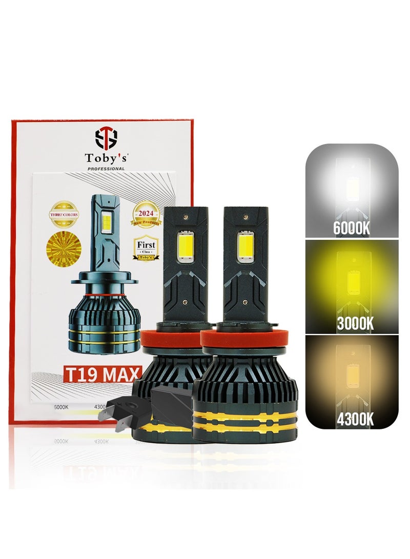 Toby's T19 Max 130W/Pair Power Original Tested LED Headlight Assembly 13000 Lumens Bright 3 Colors With Temperature (6000K,4300K,3000K) (H7) - Image 1