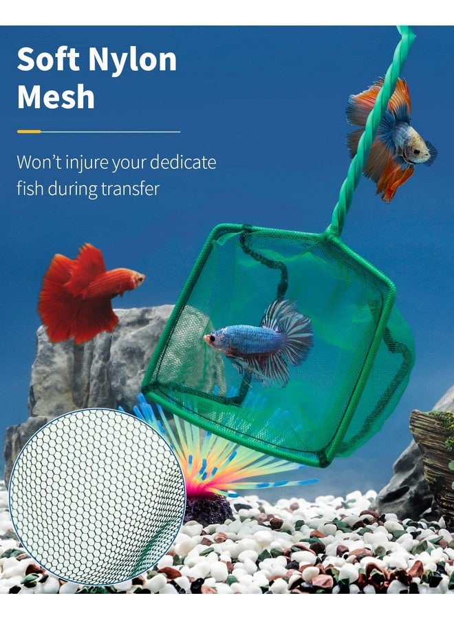 Pawfly 4 Inch Aquarium Fish Net with Braided Metal Handle Small Square Net with Soft Fine Mesh Sludge Food Residue Wastes Skimming Cleaning Net for Fish Tanks Small Koi Ponds and Pools - Image 2