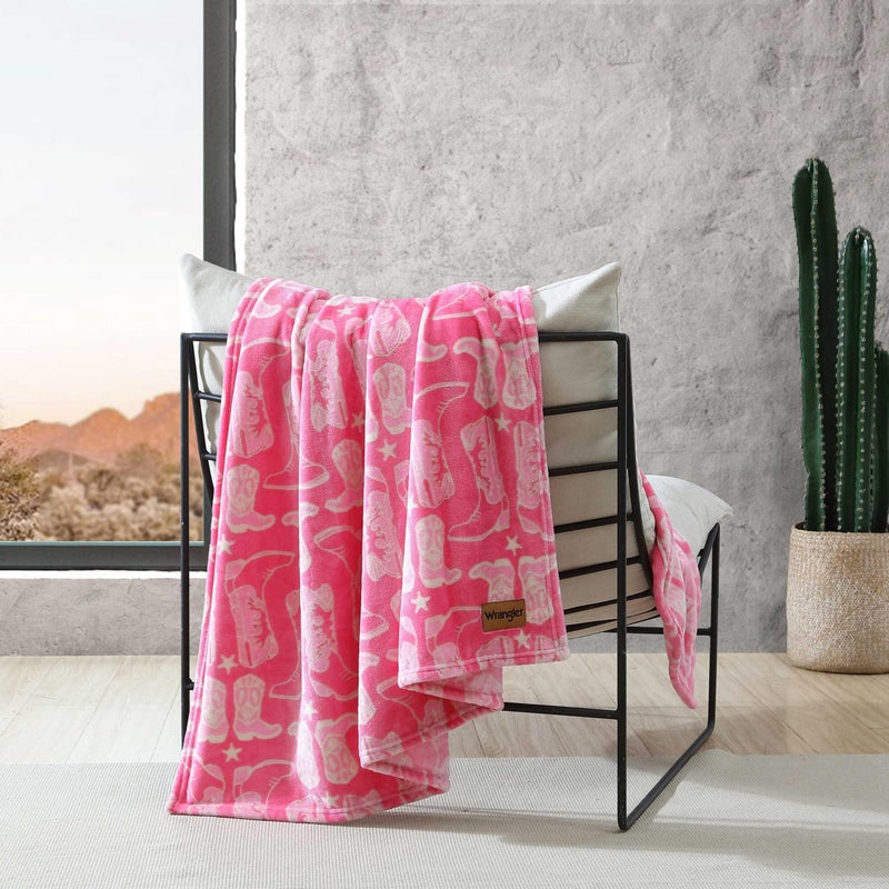 Wrangler - Throw Blanket  Super Soft Premium Plush Bedding  Western Luxurious Bedding  Yellowstone Inspired  Oeko-Tex Certified (Knockin Boots Pink  50 x 60) - Image 5