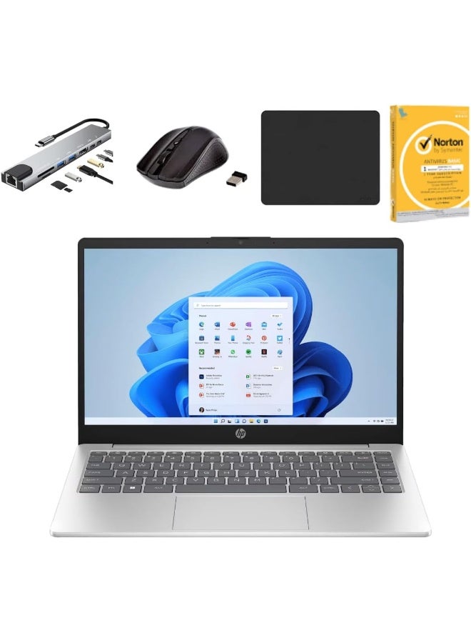 HP 14" AI Laptop 14-hc003nia, Intel Core Ultra 5 225U (Up to 4.8GHz, 12-Cores), 16GB RAM, 1TB NVMe SSD, 14-Inch FHD Display, Intel Graphics, Backlit KB, Windows 11, Silver Free Bundle English Natural Silver - Image 1