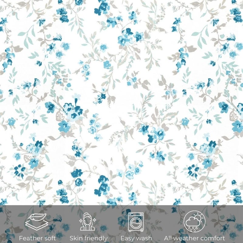 Plumora ملاءة سرير بلومورا 100% قطن لحجم سرير كينغ، 1 ملاءة سرير كينغ (108x108 بوصة) مع 2 غطاء وسادة، ملاءة سرير فاخرة 240 TC لحجم سرير مزدوج كينغ (أوشن بلوم، سوبر كينغ) - Image 4