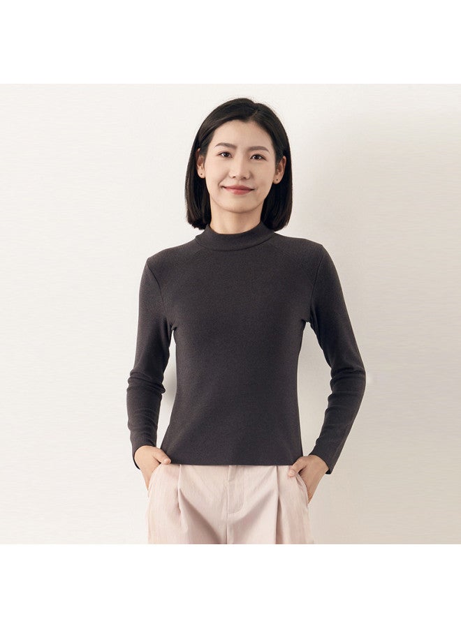 MEIBIAO Semi-Turtle Neck Warm Long-Sleeve Base Shirt For Women, Winter Fleece-Lined Thickened Underwear Single Piece Top, Autumn Wear For Layering Or Outerwear - Image 5