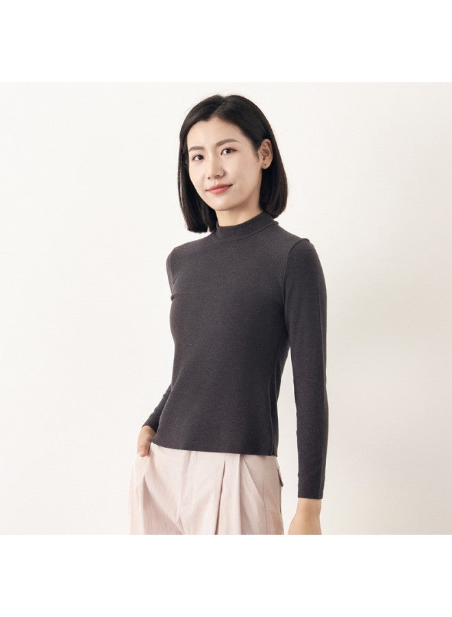 MEIBIAO Semi-Turtle Neck Warm Long-Sleeve Base Shirt For Women, Winter Fleece-Lined Thickened Underwear Single Piece Top, Autumn Wear For Layering Or Outerwear - Image 4
