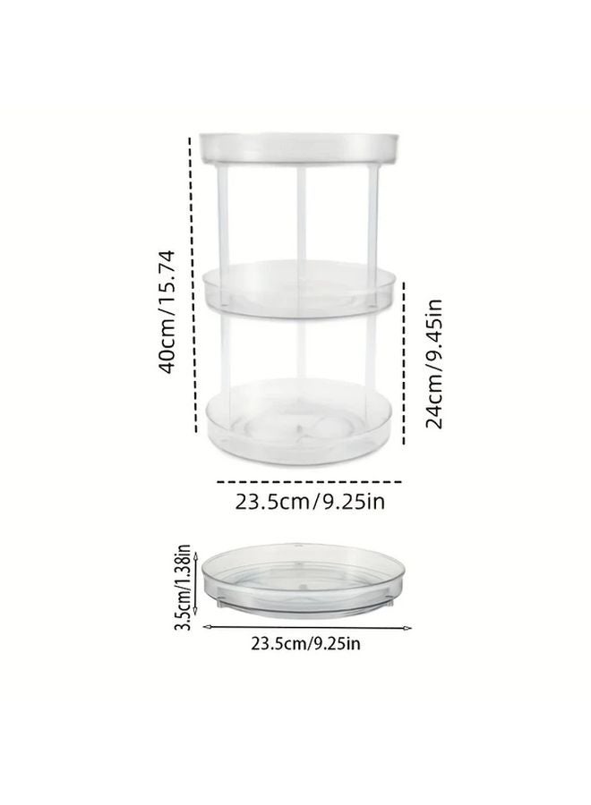2 Layer Rotating Makeup Organizer Adjustable Cosmetic Carousel With Brush Holder Perfume Tray Large Capacity Clear Display Cabinet - Image 4