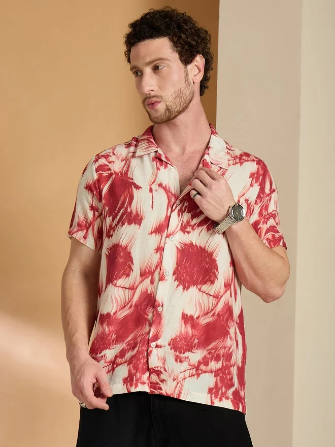 Take Two REPRISE Red Marble Print Casual Shirt