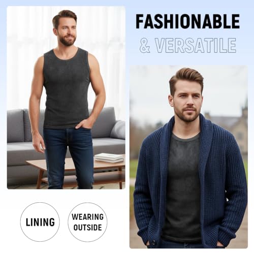GUSTAVE® Thermal Vest Top for Men Winter Thermal Fleece Lined Wide Strap Vest Thick Tank Top Winter Basic Warm Vest, 2XL - Image 5