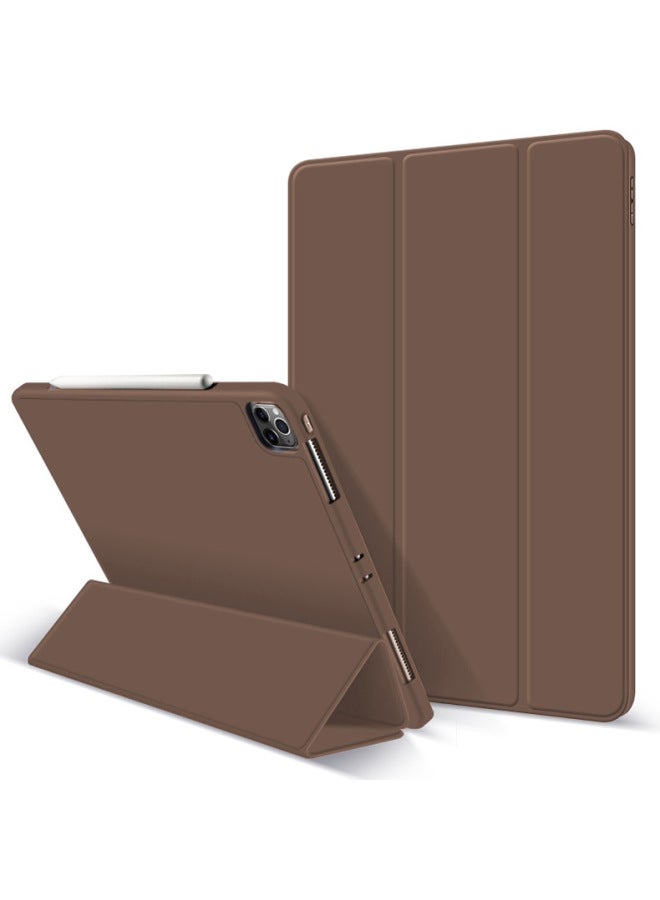 Suitable For Ipad 2025 Magnetic Shell 11 Inch Tri-fold Air4 Flat Shell 10.9 Leather Case Ipadpro Protective Case-Color:Brown-Applicable Model:mini6/7（2021/2024） - Image 1