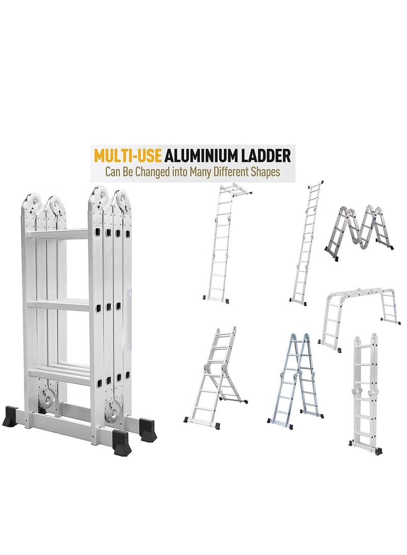 بوس_لايف_ستايل سلم ألومنيوم متعدد الأغراض من Boss Lifestyle بطول 3.7 متر (12 خطوة) لمصانع المكاتب المنزلية وأعمال الصيانة الاحترافية - Image 4