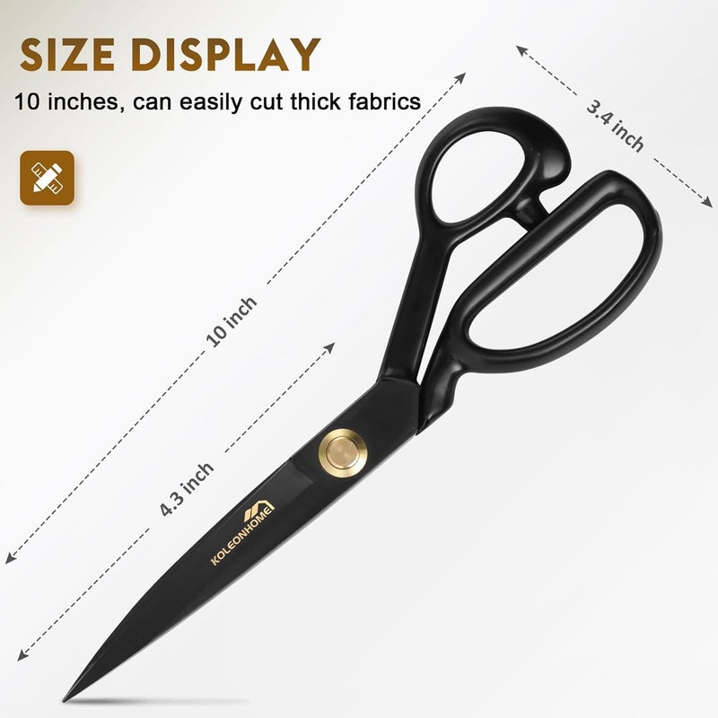 OMNIA مقص خياطة هافنور® للمكتب، أفضل لقص القماش والجلد والورق، ثقيل الوزن من فولاذ الكربون العالي (لليد اليمنى) (10") - Image 3