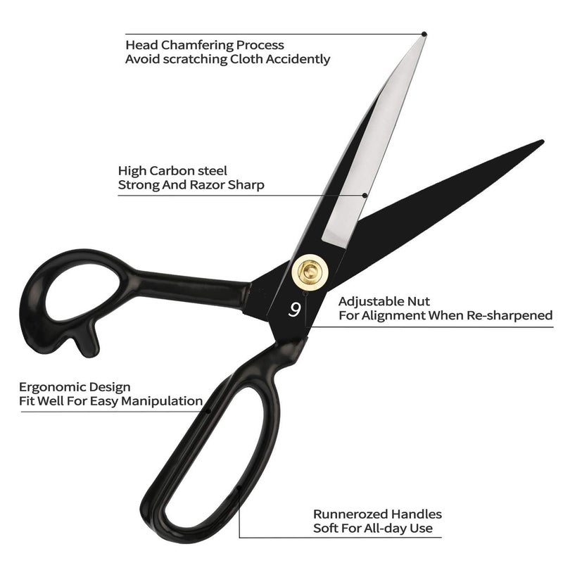 OMNIA مقص خياطة هافنور® للمكتب، أفضل لقص القماش والجلد والورق، ثقيل الوزن من فولاذ الكربون العالي (لليد اليمنى) (10") - Image 2