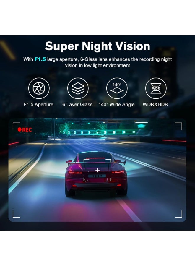 Car Camcorder Dash Cam Front- 1080P FHD Front Dash Camera for Cars with APP Free 32GB Card|Night Vision|Loop Recording|High-temperature resistant|G-Sensor|WDR|24H Parking Monitor|Type C - Image 4