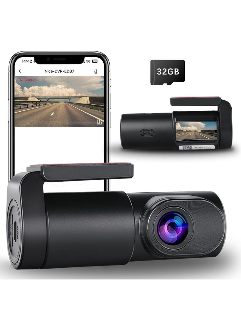 Car Camcorder Dash Cam Front- 1080P FHD Front Dash Camera for Cars with APP Free 32GB Card|Night Vision|Loop Recording|High-temperature resistant|G-Sensor|WDR|24H Parking Monitor|Type C - Image 2