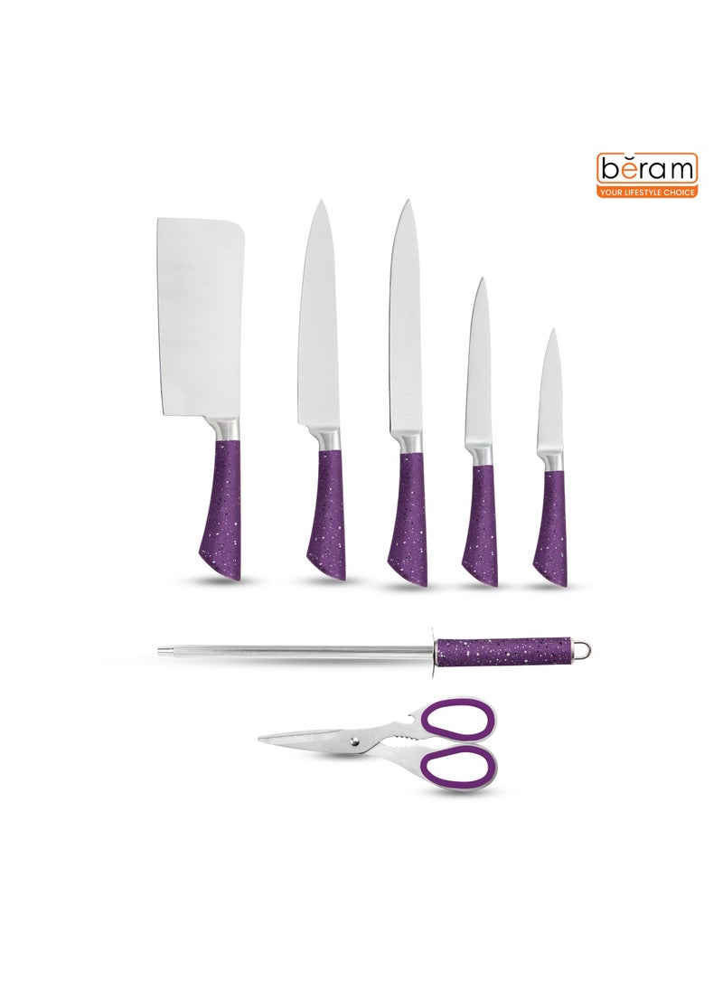 HausRoland 8 Pieces Kitchen Knife Set, Stainless Steel Blades, Wooden Blocks, Ergonomic Handles, Sleek Storage Rack, Non Stick Kitchen Knives, Heat Resistant, Food Grade  - Image 5