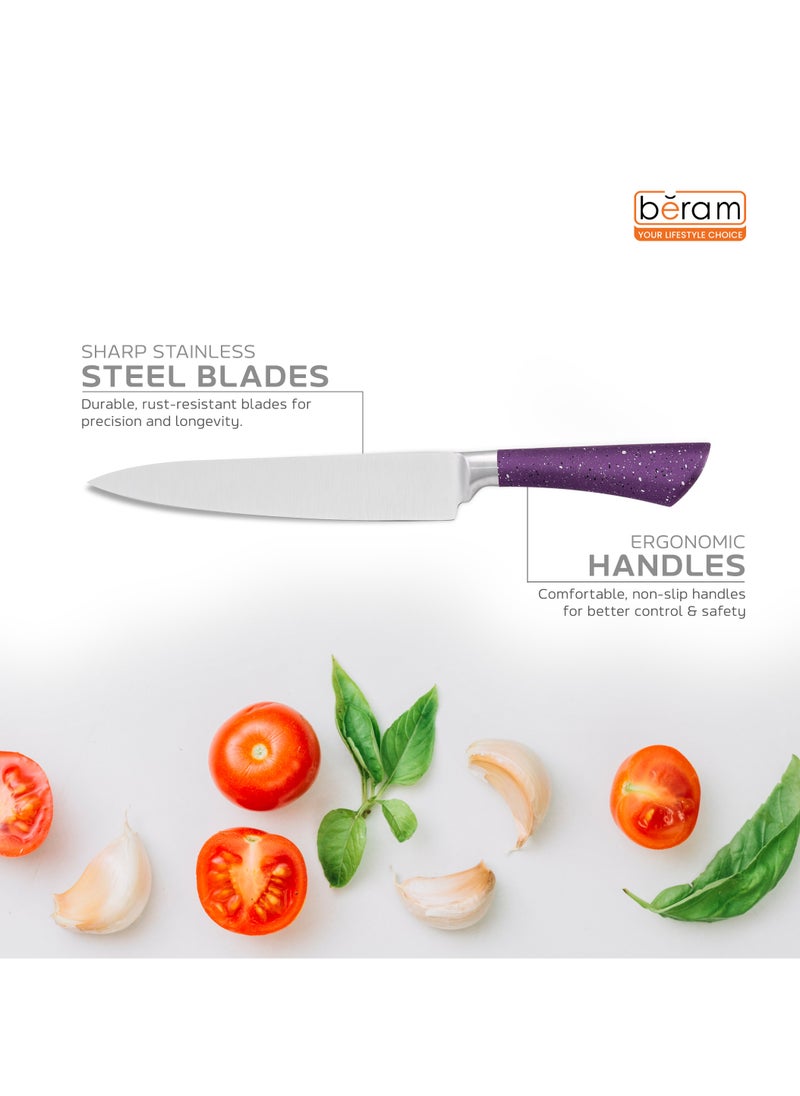 HausRoland 8 Pieces Kitchen Knife Set, Stainless Steel Blades, Wooden Blocks, Ergonomic Handles, Sleek Storage Rack, Non Stick Kitchen Knives, Heat Resistant, Food Grade  - Image 4
