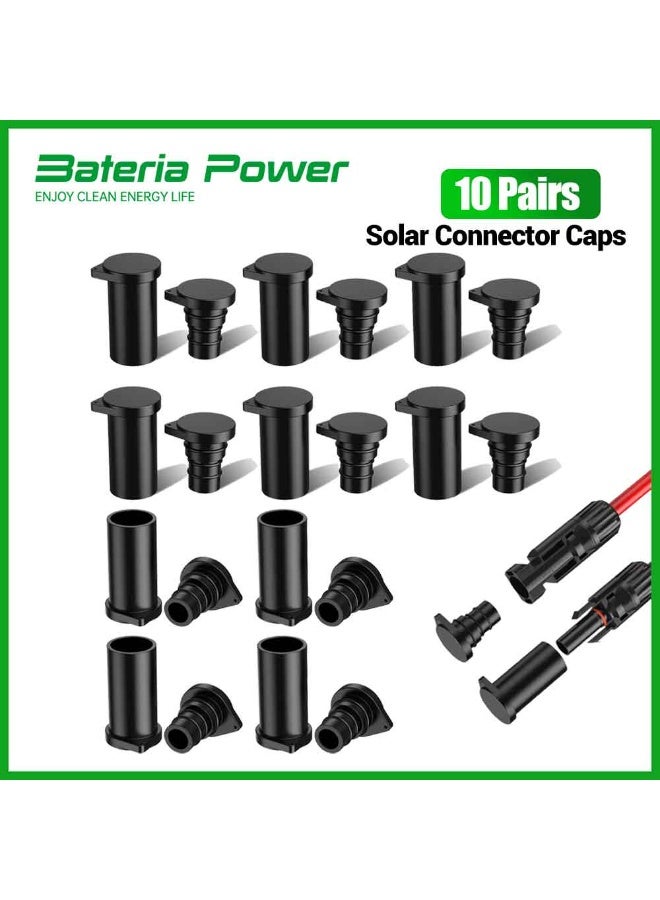 بطارية الطاقة Bateria Power - 10 أزواج من أغطية موصلات الطاقة الشمسية (IP68) - أغطية واقية لموصلات الألواح الشمسية، مقاومة للعوامل الجوية والغبار، مخصصة للموصلات الشمسية الذكر والأنثى. - Image 1