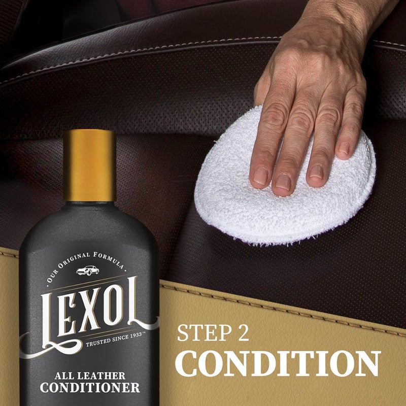 LEXOL طقم منظف ومكيف الجلد من ، للاستخدام على الأثاث، داخل السيارة، الأحذية، الحقائب، يتضمن 2 إسفنجة تطبيق، نظام من خطوتين، 8 أونصات لكل منهما - Image 4
