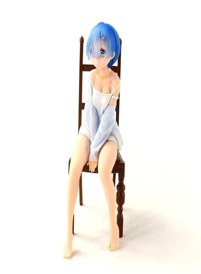 YOURKARTS.COM 17cm Anime Girl Figurine on Chair Blue Dress Character Showpiece | Cute Decoration for Tabletop, Office Desk or Bedroom Shelf | Trending Accessories 2025 - Image 1