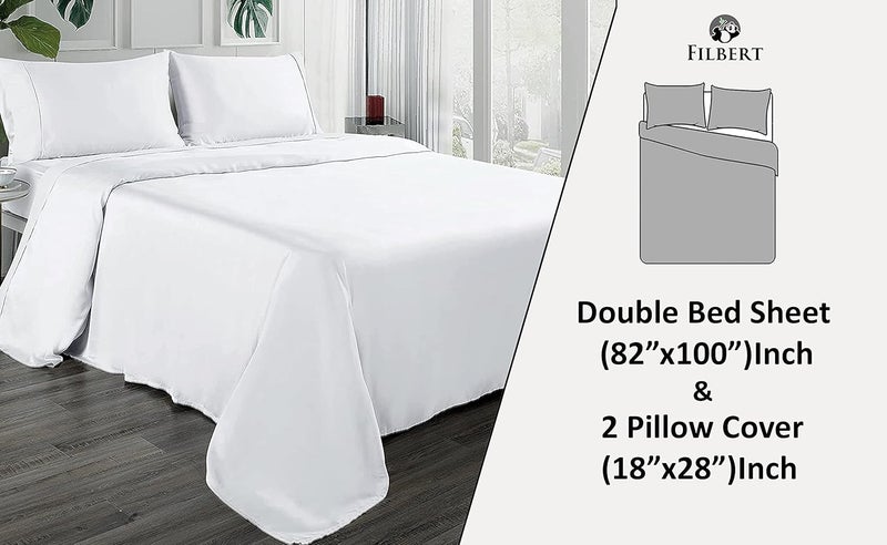 Filbert Platinum Premium Collection Egyptian Cotton Bedsheet 400TC White Bedsheet with 2 Pillow Covers Double Bed - Image 4