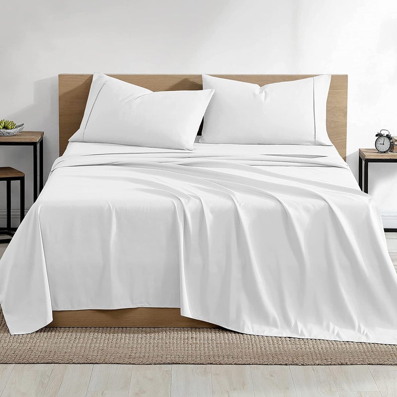 Filbert Platinum Premium Collection Egyptian Cotton Bedsheet 400TC White Bedsheet with 2 Pillow Covers Double Bed - Image 1