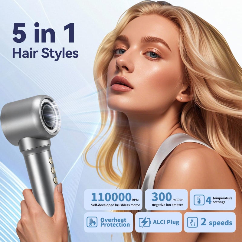 SIGBOT 5 in 1 Hair Dryer Brush Setï¼ŒProfessional Blow Dryer Brush,High-Speed Hot Air Styler Wrap for Women,Multi Stylers - Volumize,Curl,Straighten,Frizz-Free,No Heat Damage - Image 5