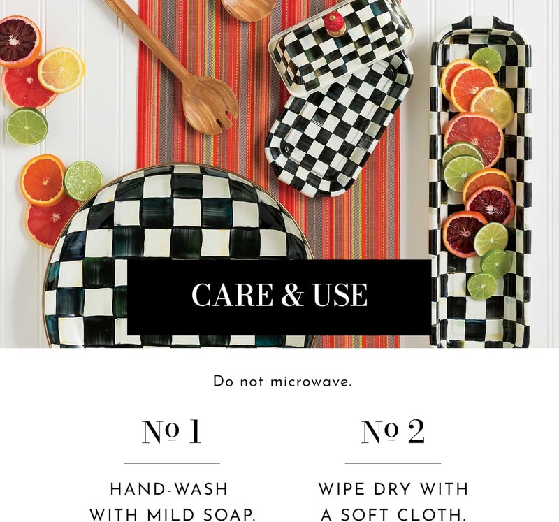 mackenzie childs وعاء مكنزي تشايلدز المزخرف أو وعاء التقديم بسعة 13 كوب باللون الرمادي والأبيض بتصميم ستيرلينغ تشيك - Image 5