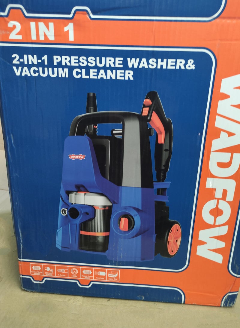 وادفو ماكينة غسيل ضغط عالى 2 في 1 مع خزان صابون ومكنسة كهربائية - Image 2