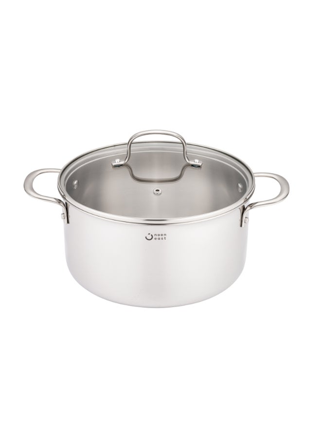 Noon East 10 Piece Triply Stainless Steel Cookware Set, set includes 1x16cm Saucepan with lid, 1x18cm Saucepan with lid, 1x24cm Casserole with lid, 1x26cm Sautee P an with lid, 1x20cm open Frypan, 1x26cm open Frypan, Induction Compatible, Dishwasher Safe - Image 3