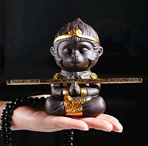 EatingBiting Chinese Zisha Tea Pet Purple Clay Monkey King Kung Fu Tea Set for Home Decor