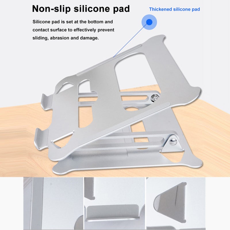 Adjustable Laptop Stand Portable Folding Aluminum Alloy Non-slip Height and Angle Adjusted Support 10''-15.6'' Laptop Tablet Bracket Riser Holder Computer Stand Black - Image 2