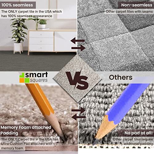SMART SQUARES THE SIMPLE FLOORING SOLUTION Smart Squares in A Snap Premium Made in The USA Carpet Tiles 18x18 Inch, Soft Padded, Seamless Appearance, Peel and Stick for Easy DIY Installation (10 Tiles - 22.5 Sq Ft, 783 Ironside) - Image 4