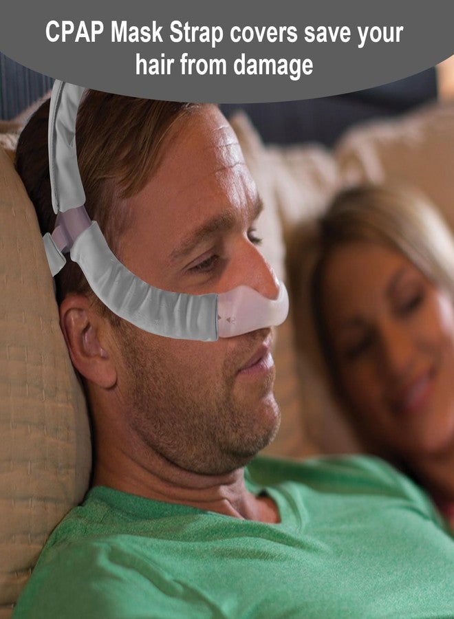 JDVBDNK 4 قطع من أغطية حزام قناع جهاز التنفس CPAP المصنوعة من الساتان، وسائد قناع CPAP مريحة تناسب غطاء الرأس Dreamwear أو AirFit، أغطية حزام قناع CPAP حريرية، واقي شعر مضاد للتجاعيد لجهاز التنفس CPAP لتقليل العلامات الحمراء (رمادي فاتح) - Image 5