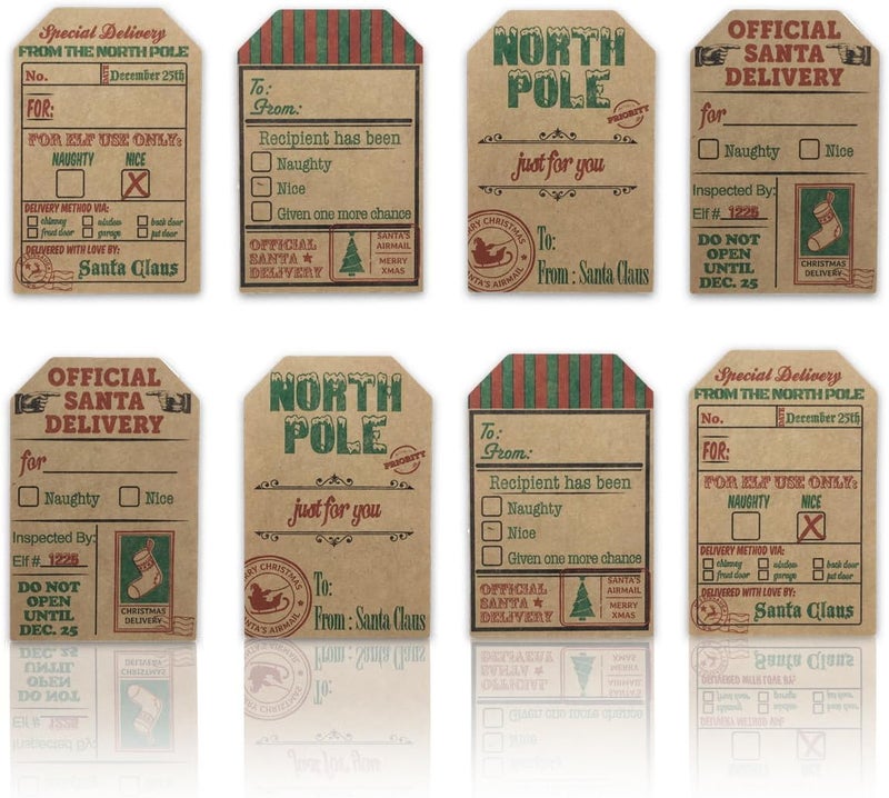 InStockLabels.com Natural Kraft from Santa Claus Gift Tag Stickers – 2 x 3 Inch Holiday Labels, Roll of 100 – Rustic Christmas Tags for Wrapping Presents, Made in The USA - Image 2