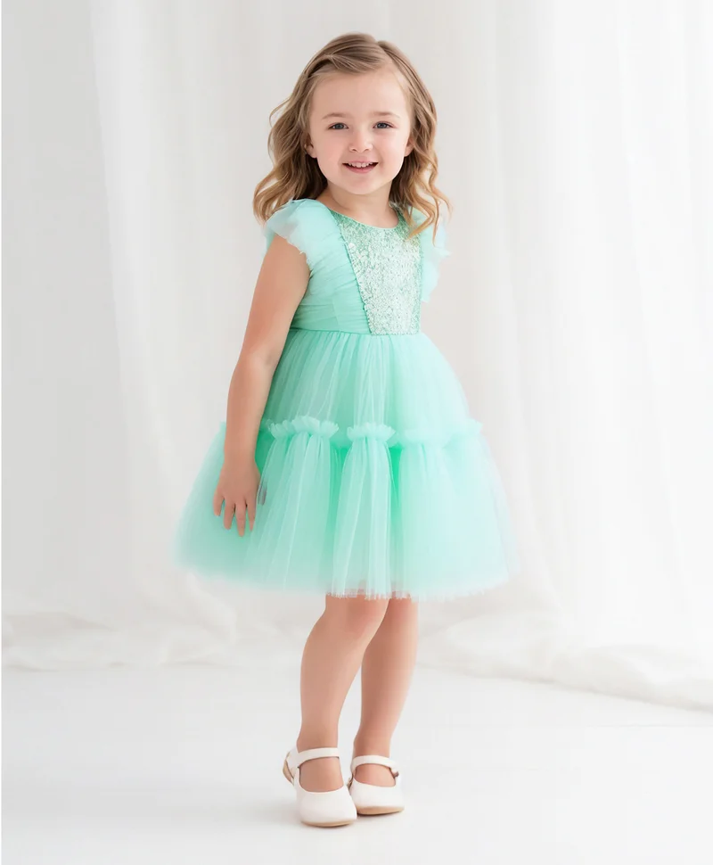 Mark & Mia Mark & Mia Sequin Sparkle Embroidered Bow Detailing Party Dress - Green