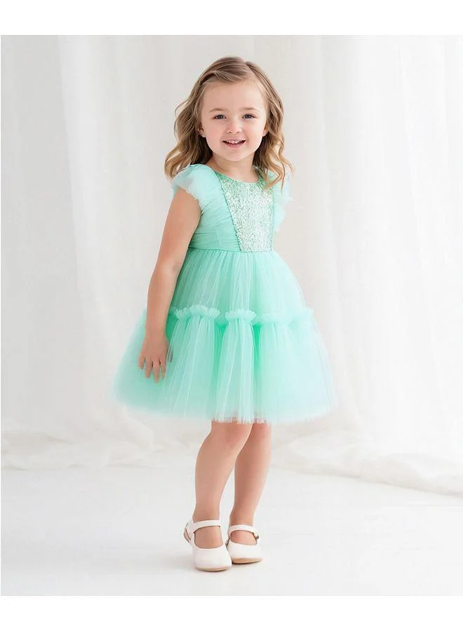 Mark & Mia Mark & Mia Sequin Sparkle Embroidered Bow Detailing Party Dress - Green