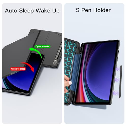 JUQITECH Trackpad Keyboard Case for Samsung Galaxy Tab S10+ 12.4 2024 S9 FE+ S9+ 12.4 Inch 2023, Tablet Protector Case Kickstand Magnetic Detachable Wireless Touchpad 7 Colors Backlit Keyboard - Image 5