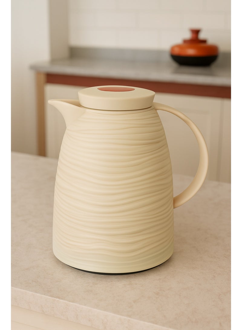 باصرة ترمس باصرة فاخر للشاي والقهوة بتصميم موجي سعة 1 لتر - Image 1