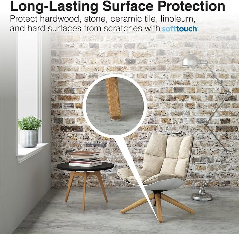 SoftTouch وسادات أثاث من الفelt ذاتية اللصق الثقيلة 1 12 جولة SoftTouch لحماية الأسطح من الخدوش والأضرار بيج 24 عبوة - Image 2