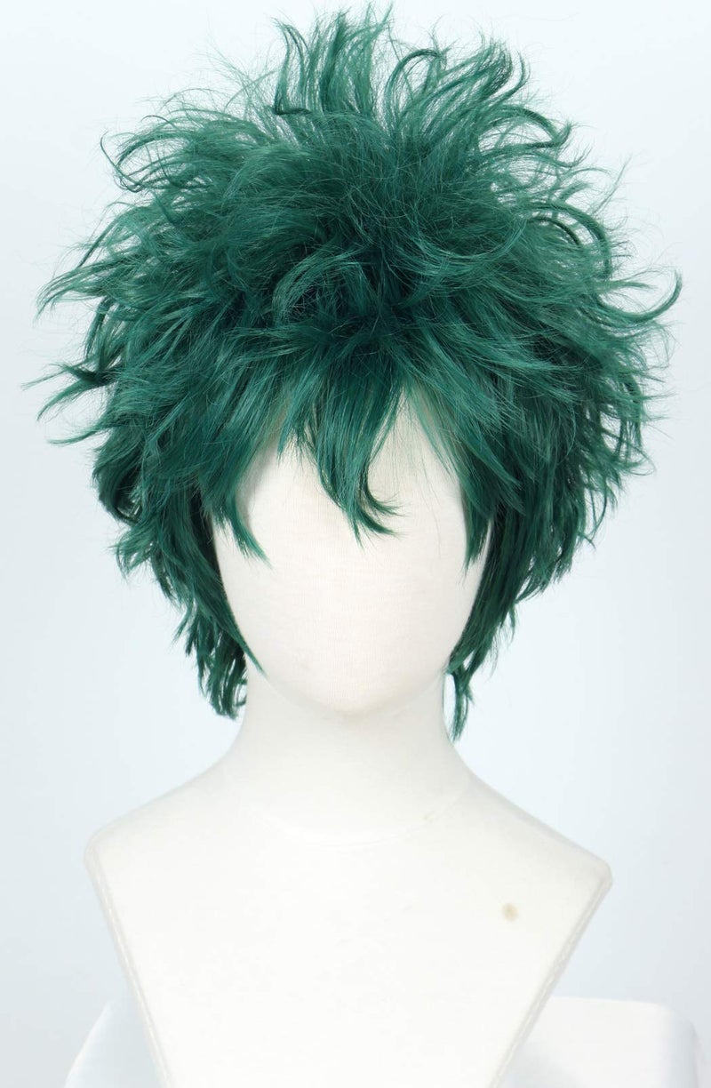 Linfairy Short Green Curly Wig Halloween Costume Cosplay Wig - Image 2