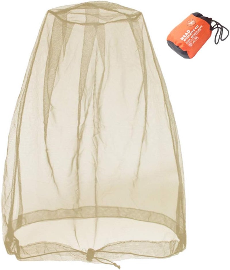 Cinvo Head Net Hat Bug Netting for Bugs, No See Ums, Insects, Gnats & Biting Midges - Spacious Net Room Works Over Most Hats - Comes with Free Stock Pouches - Khaki - Image 1