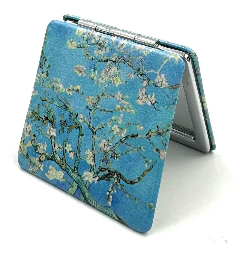 Aeisage Compact Mirror Purse Mirror Small Makeup Mirror Travel Mirror Mini Pocket Mirror Lipstick Mirror Almond Blossom Van Gogh Art Artistic Gifts for Mum - Image 1