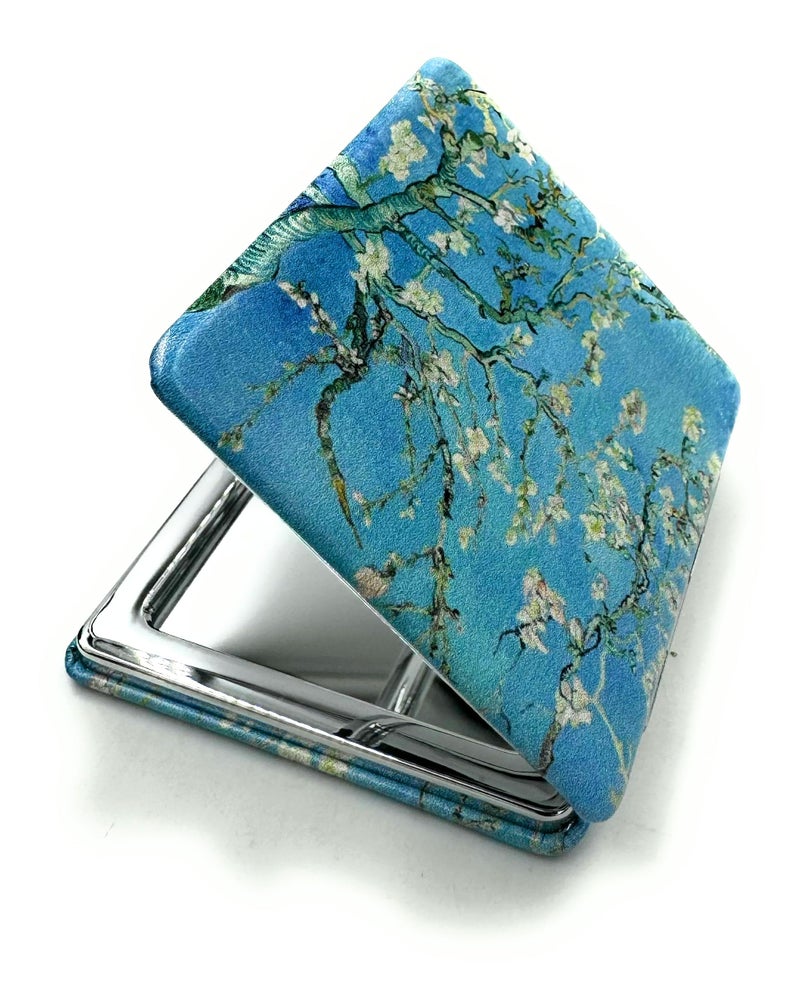Aeisage Compact Mirror Purse Mirror Small Makeup Mirror Travel Mirror Mini Pocket Mirror Lipstick Mirror Almond Blossom Van Gogh Art Artistic Gifts for Mum - Image 3