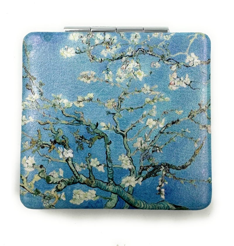 Aeisage Compact Mirror Purse Mirror Small Makeup Mirror Travel Mirror Mini Pocket Mirror Lipstick Mirror Almond Blossom Van Gogh Art Artistic Gifts for Mum - Image 2