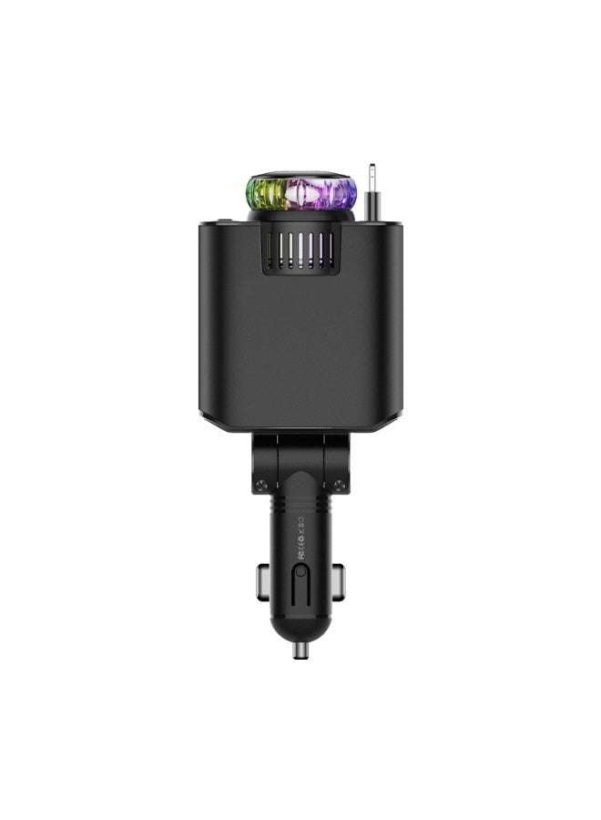 D1 Car Charger 5-in-1 with Retractable Type-C & iPhone Cables + Starry Light & Aromatherapy Feature - Image 1