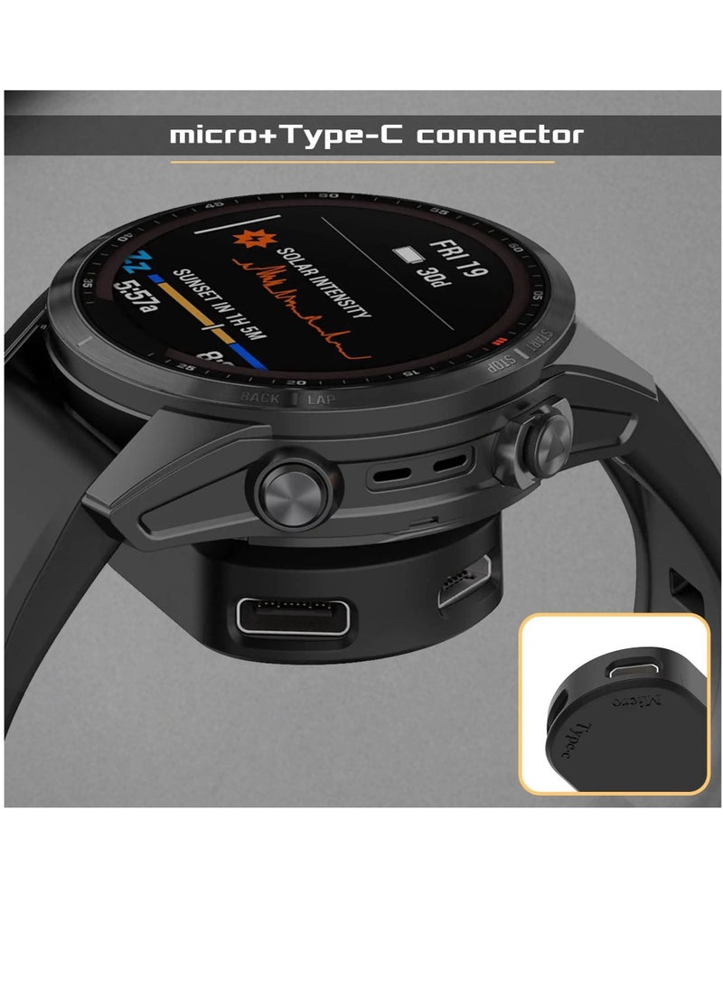 Captaintech USB C& Micro Female to Garmin Watch Charger Connector Male, Charging Adapter Accessories for Garmin Fenix 7 7X 5s 6 6X/Instinct 2/Venu/Vivoactive 4/Forerunner 955 255 255s, 2pcs  - Image 3